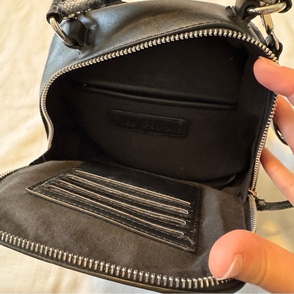 Free People Mika Black Leather Mini Backpack Crossbody Handbag ~ Boho Travel - Picture 6 of 7